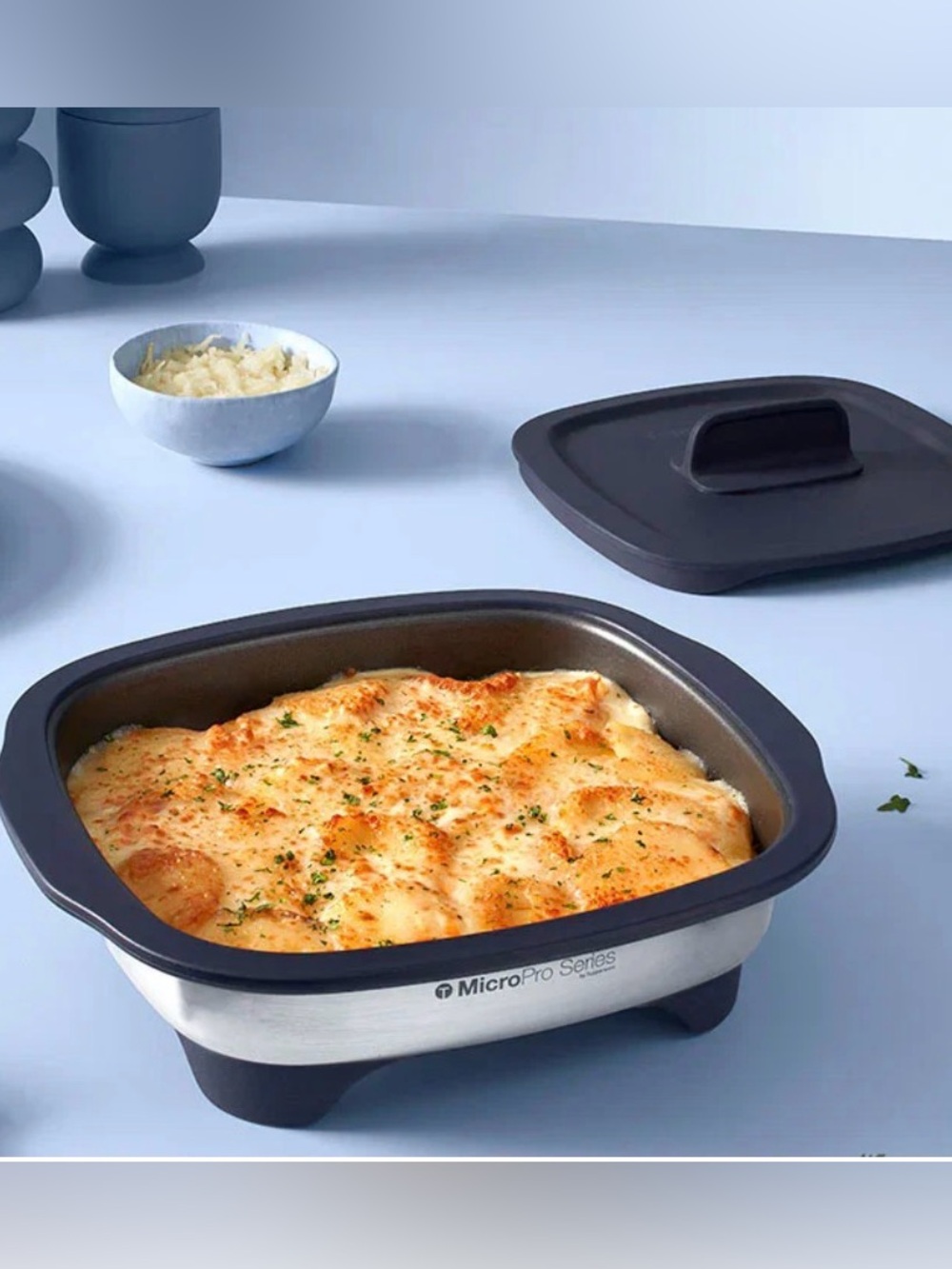 New Tupperware Microwave Grill Blue BLK Silver $210